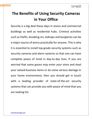 The Benefits of Using Security Cameras in Your Office