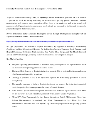 COVID-19 Impact on Global Specialty Generics Market