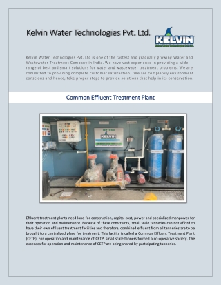 Common Effluent Treatment Plant