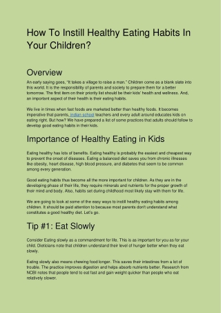 How To Instill Healthy Eating Habits In Your Children