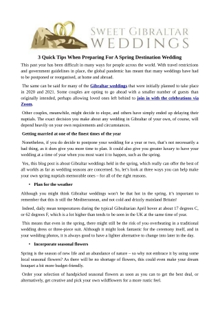 3 Quick Tips When Preparing For A Spring Destination Wedding