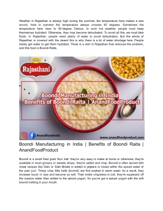 Boondi Manufacturing in India _ Benefits of Boondi Raita _ AnandFoodProduct