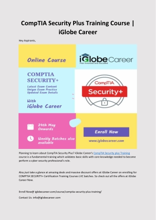 CompTIA Security Plus Training Course