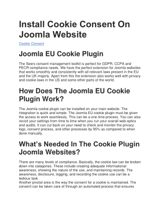 Joomla Cookie Consent