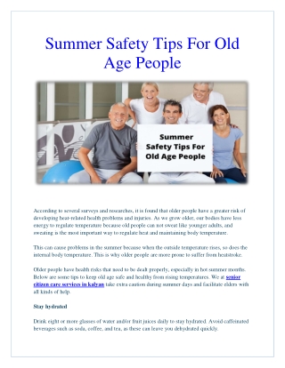 This Summer Safety Tips for Seniors
