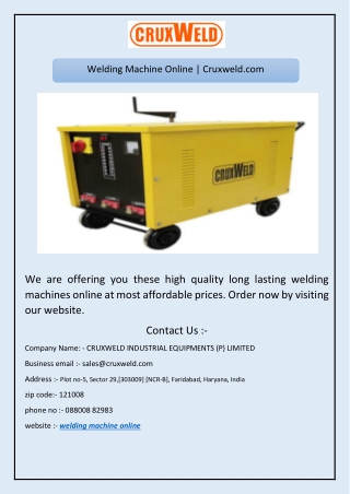 Welding Machine Online | Cruxweld.com