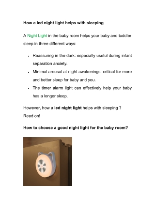 How a led night light helps with sleeping