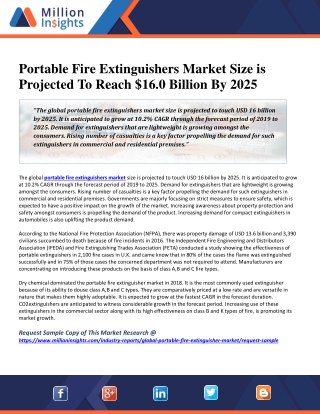 Portable Fire Extinguishers Market Size is Projected To Reach $16.0 Billion By 2025
