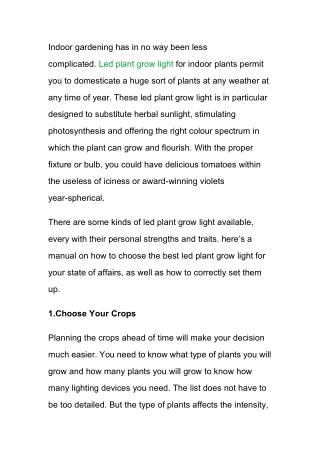How to Choose the Best Led Plant Grow Light for Indoor Plants