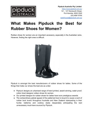 What Makes Pipduck the Best for Rubber Shoes for Women?