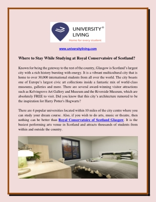 Where to Stay While Studying at Royal Conservatoire of Scotland?