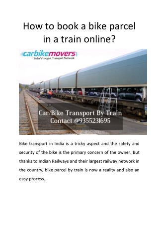 How to book a bike parcel in a train