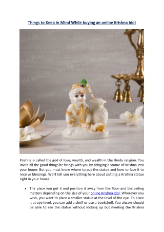 Things to Keep In Mind While buying an online Krishna Idol