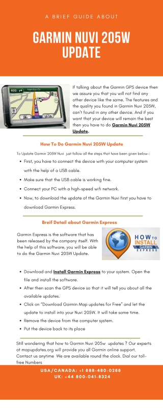 A Brief Guide About Garmin Nuvi 205W Update