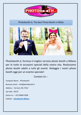 Photobooth.it: The best Photo Booth in Milan