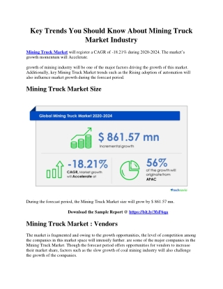 Key Trends You Should Know About Mining Truck Market Industry