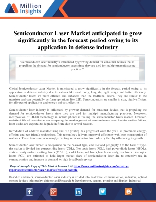 Semiconductor Laser Market anticipated to grow significantly in the forecast per