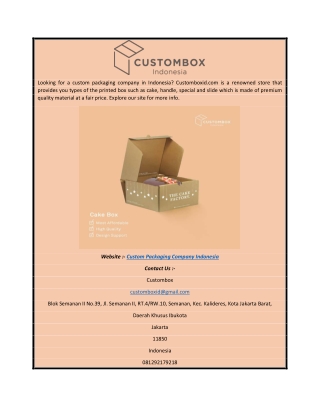 Custom Packaging Company Indonesia | Customboxid.com