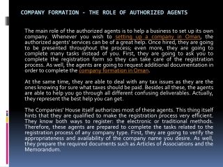 Company Formation - The Role of Authorized Agents
