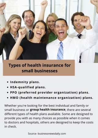 Types of health insurance for small businesses