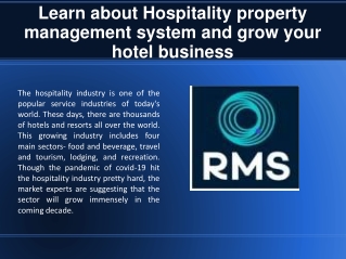 Learn about Hospitality property management system and grow your hotel business