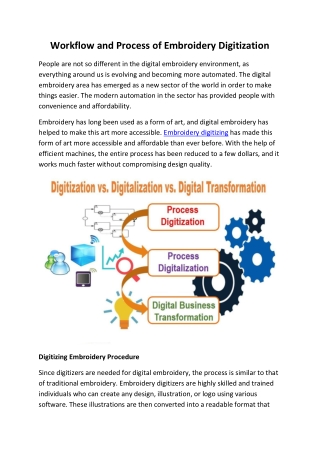 Workflow and Process of Embroidery Digitization