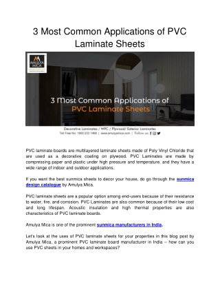 3 Most Common Applications of PVC Laminate Sheets