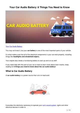 Car Audio Battery