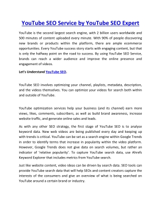 YouTube SEO Service by YouTube SEO Expert