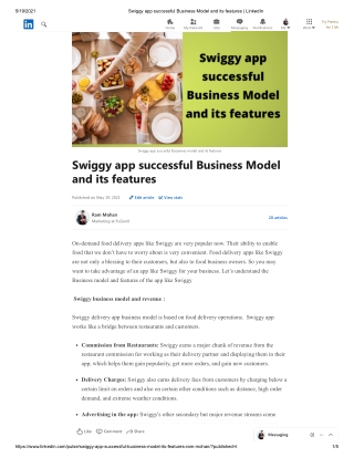 Swiggy app successful Business Model and its features