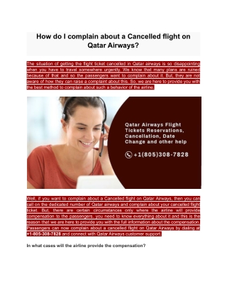 How do I complain about a Cancelled flight on Qatar Airways?
