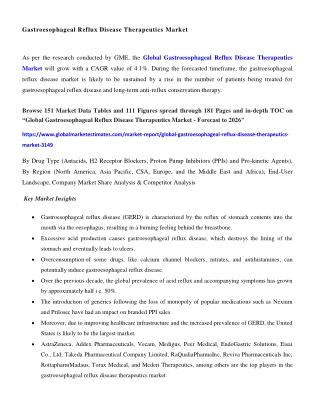COVID-19 Impact on Global Gastroesophageal Reflux Disease Therapeutics Market