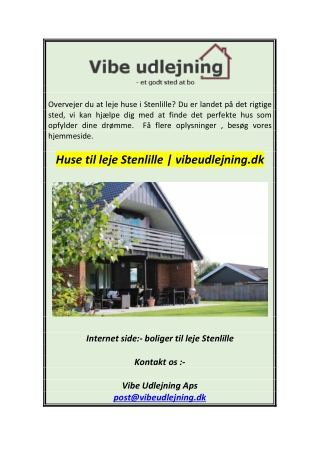 Huse til leje Stenlille  vibeudlejning.dk1