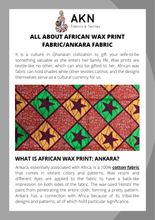 All About African Wax Print Fabric