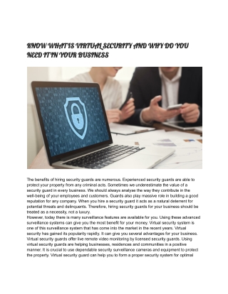 KNOW WHAT IS VIRTUAL SECURITY AND WHY DO YOU NEED IT IN YOUR BUSINESS