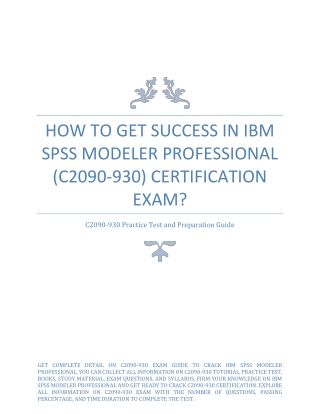 How to Get Success in IBM SPSS Modeler Professional (C2090-930) Certification Ex