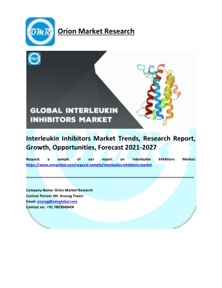 Interleukin Inhibitors Market Size, Share, Industry Growth, Report 2027