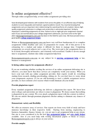 Is online assignment effective