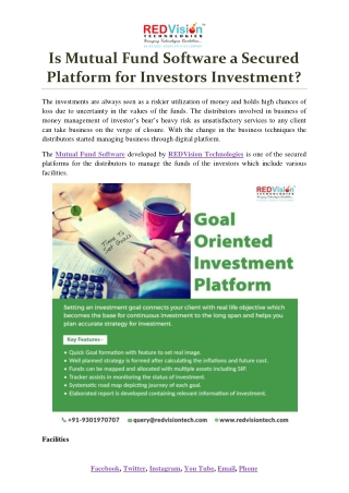 Is Mutual Fund Software a Secured Platform for Investors Investment