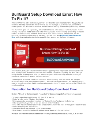 BullGuard Setup Download Error: How To Fix It?