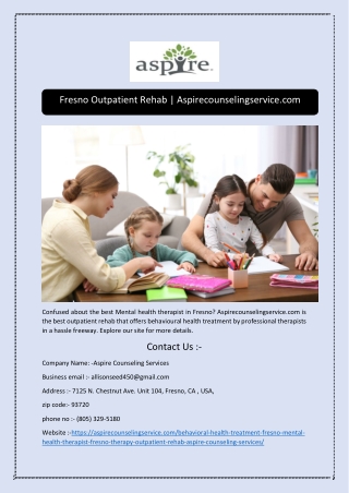 Fresno Outpatient Rehab | Aspirecounselingservice.com