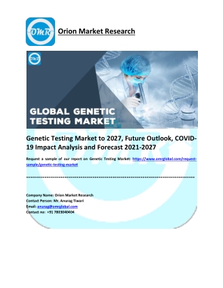 Genetic Testing Market Size, Share, Impressive Industry Growth, Report 2027