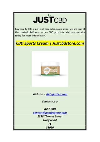 CBD Sports Cream  Justcbdstore1