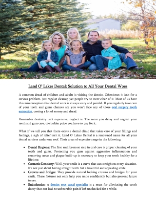 Land O’ Lakes Dental Solution to All Your Dental Woes