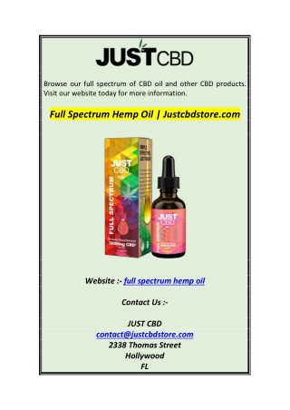 Full Spectrum Hemp Oil  Justcbdstore1