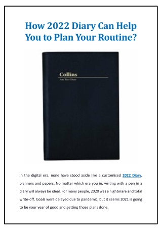 How 2022 Diary Can Help You to Plan Your Routine?