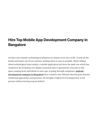 Hire Top Mobile App Development Company in Bangalore