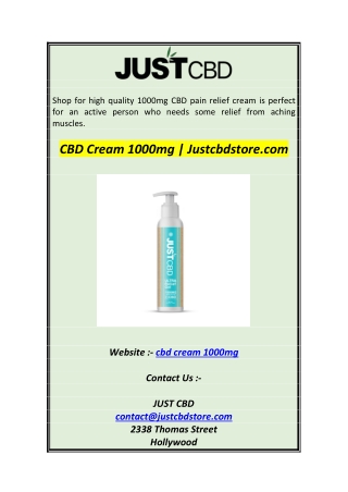 CBD Cream 1000mg  Justcbdstore1