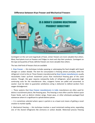 Difference between Kryo Freezer and Mechanical Freezers.docx