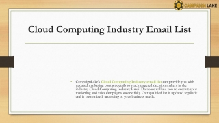 Cloud Computing Industry Email List